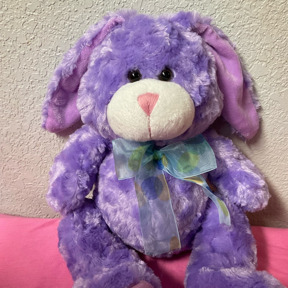 Plush Purple Bunny Rabbit with Blue Bow by Anico International INC.
